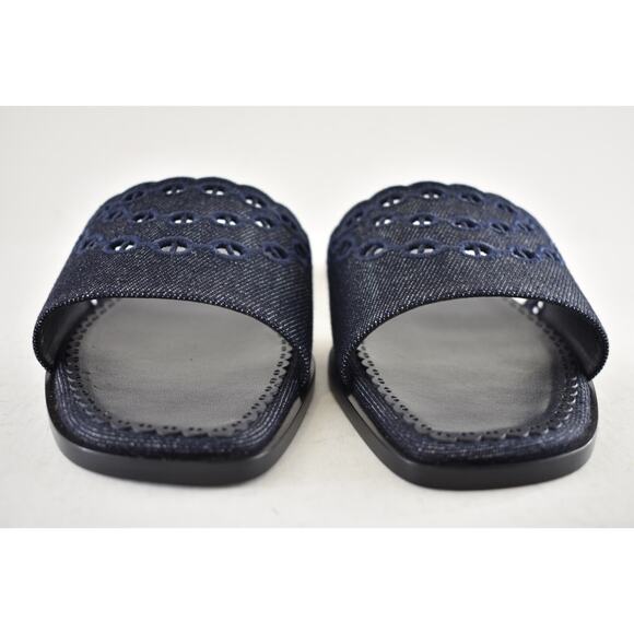 Hermes Sandales Gaelle Blue Denim Jeans Oran Slide Sandal Flat Flip Flop 39.5 - Picture 11 of 16